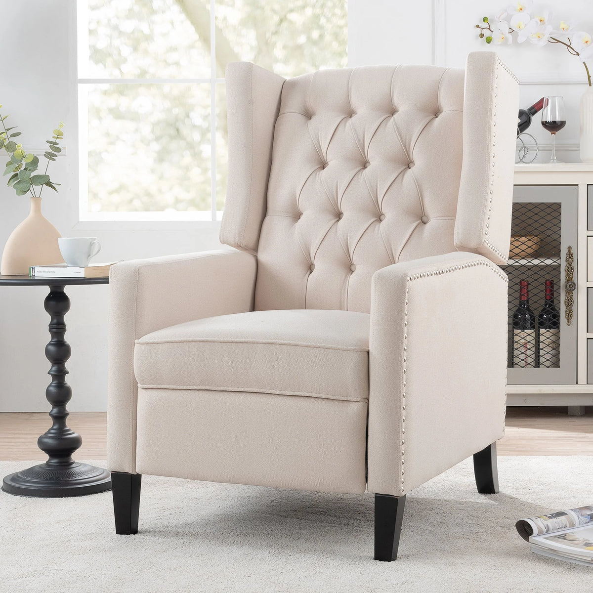 Beige Manual Wing Chair Recliner F444791