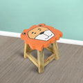 Handmade Mango Wood Orange Lion Shaped Stool P825736