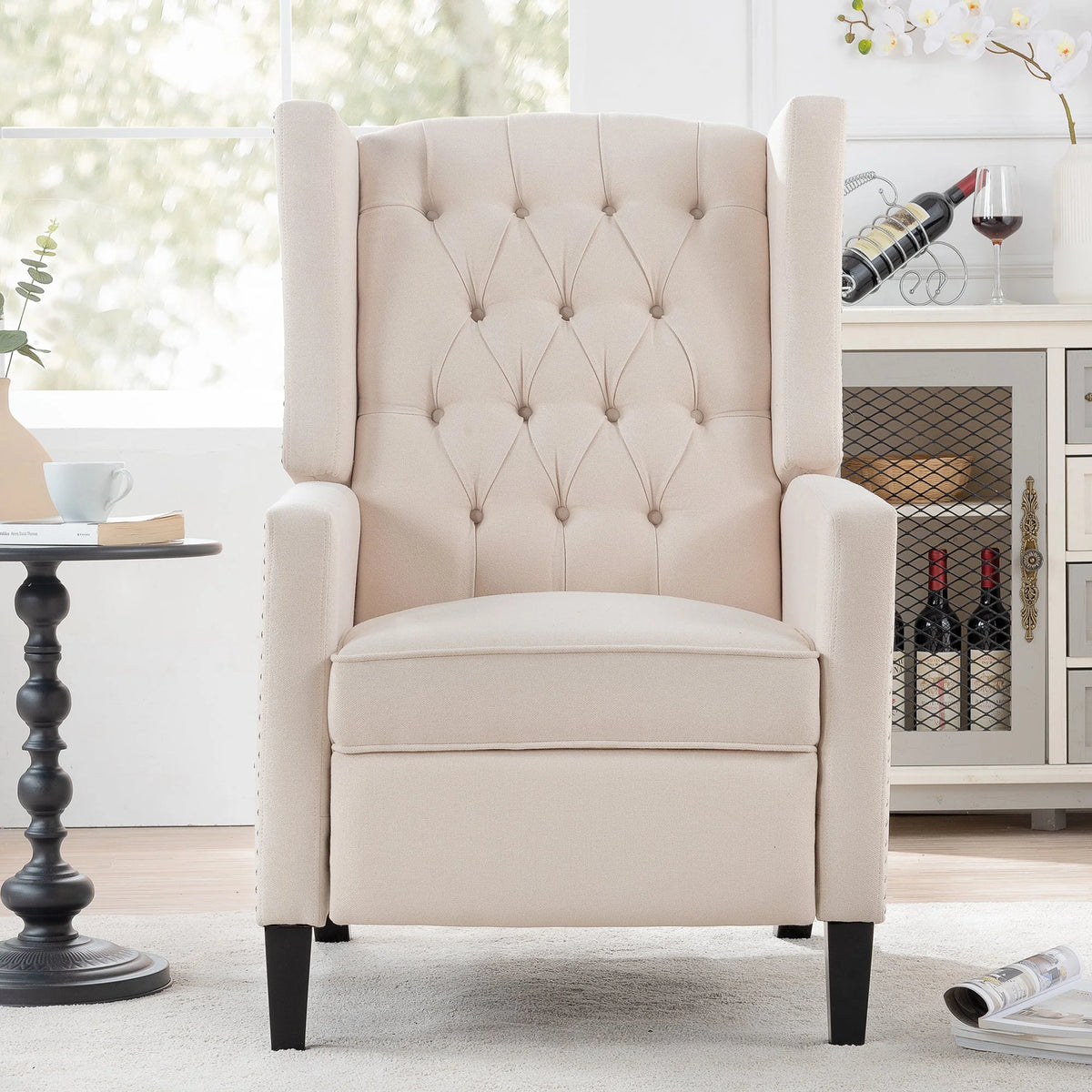 Beige Manual Wing Chair Recliner F444791