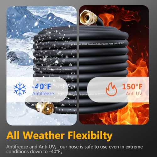 50FT 3/4 Heavy Duty Rubber Garden Hose 200psi Hot/Cold Water D604840