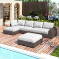 Brown Rattan 4-Piece Patio Deep Seating Lounge Set T8160