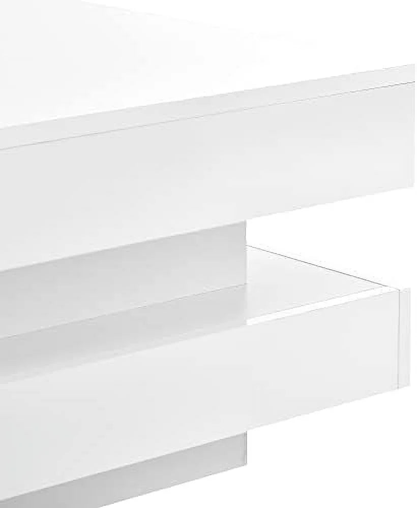 White Square Coffee Table with LED Lights J82003