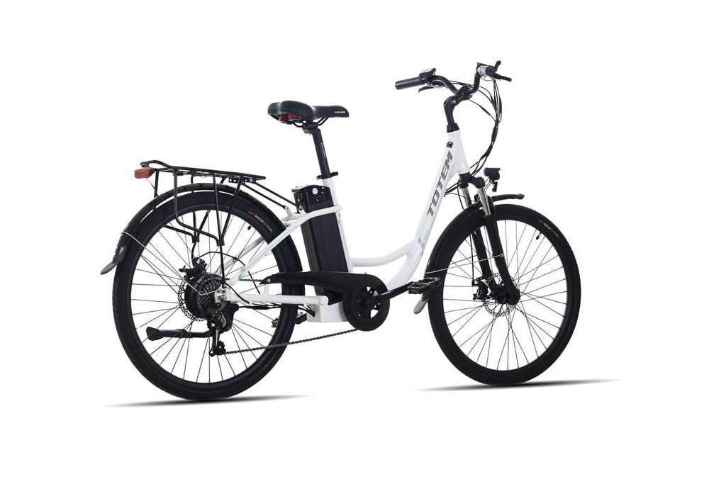White 26” 350W Electric Bike with Removable Battery S8066