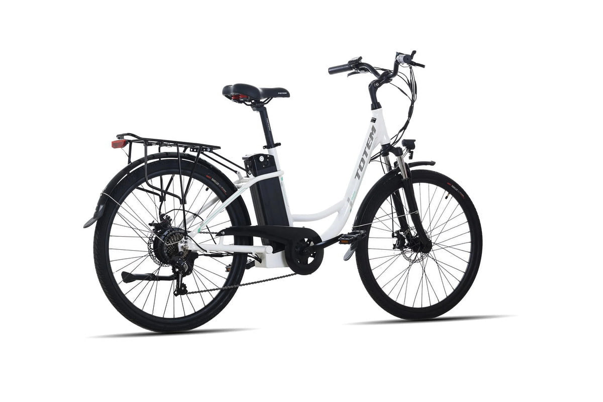 White 26” 350W Electric Bike with Removable Battery S8066