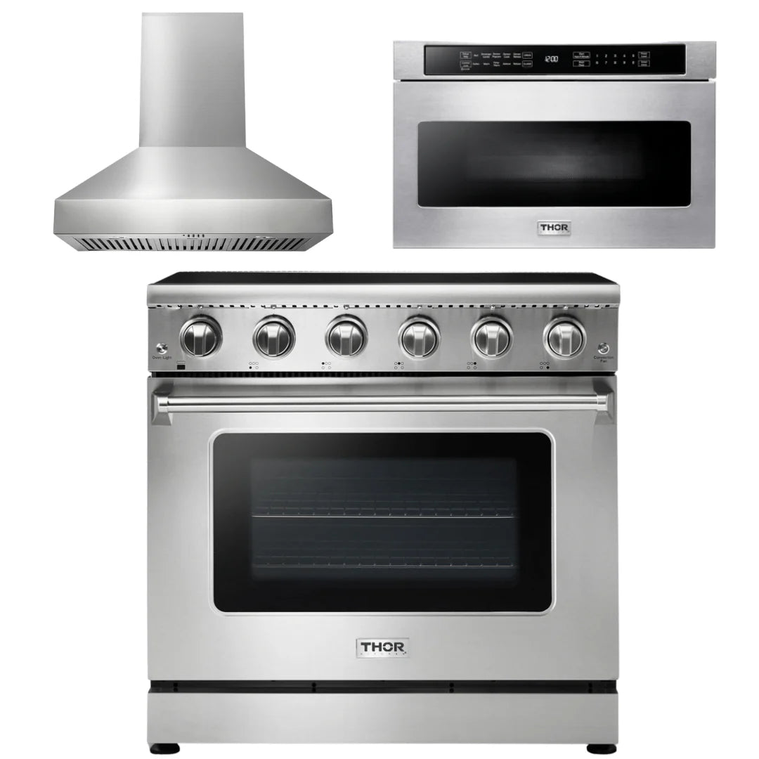 36 Electric Range, Range Hood, Microwave X538