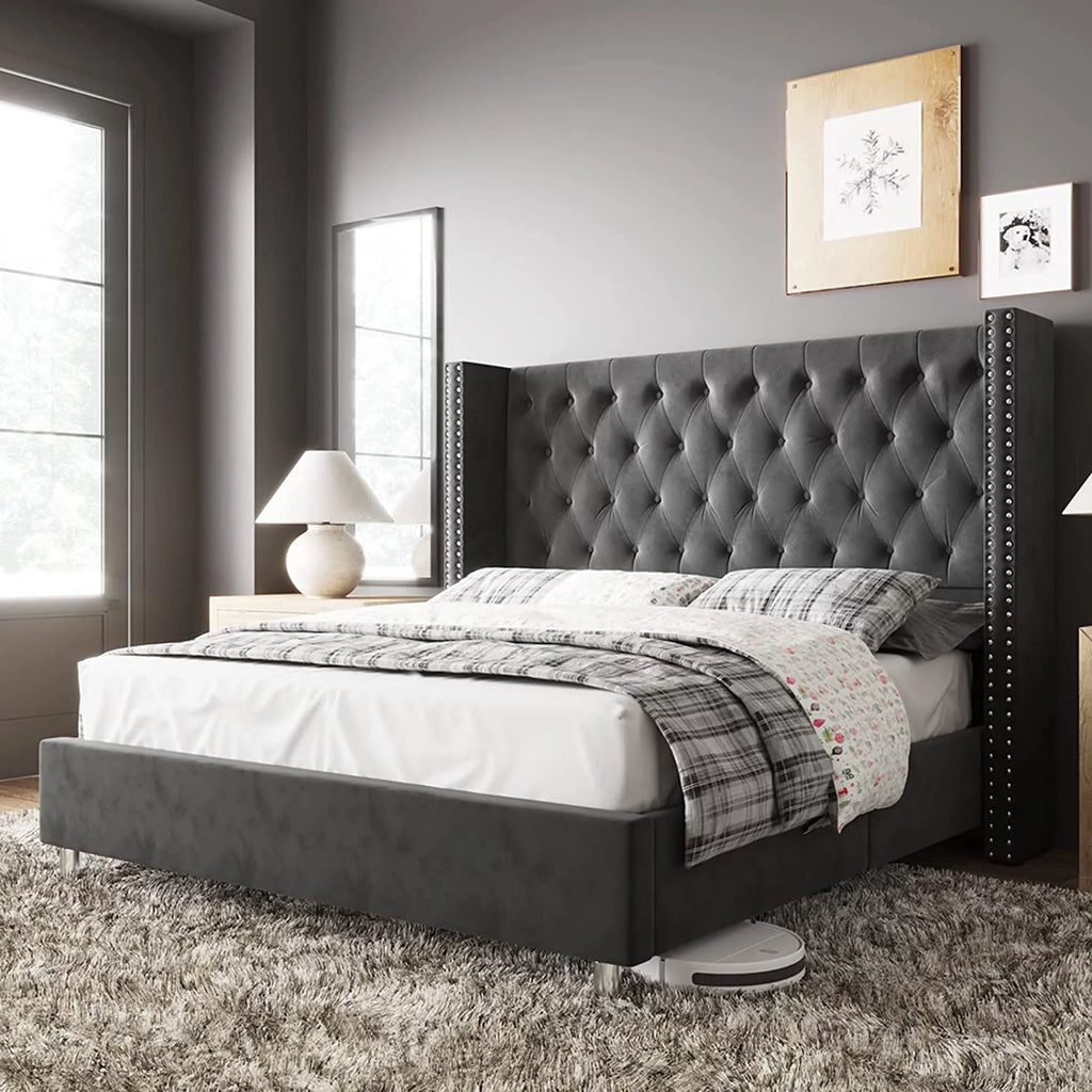 King Velvet Upholstered Bed Frame T209