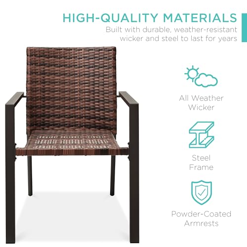 Set of 2 Stackable Outdoor Wicker Dining Chairs Black F8987