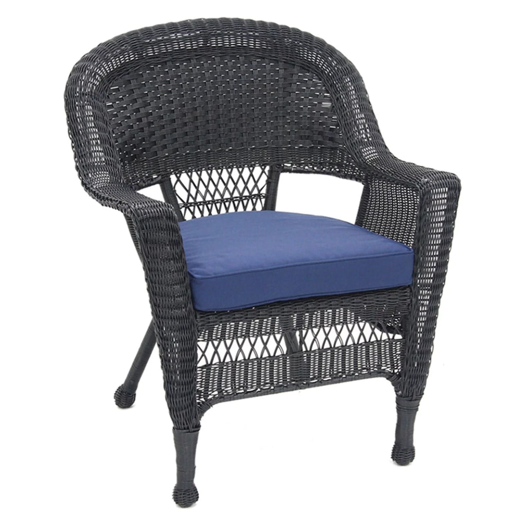 White Wicker Chair with Tan Cushion O793