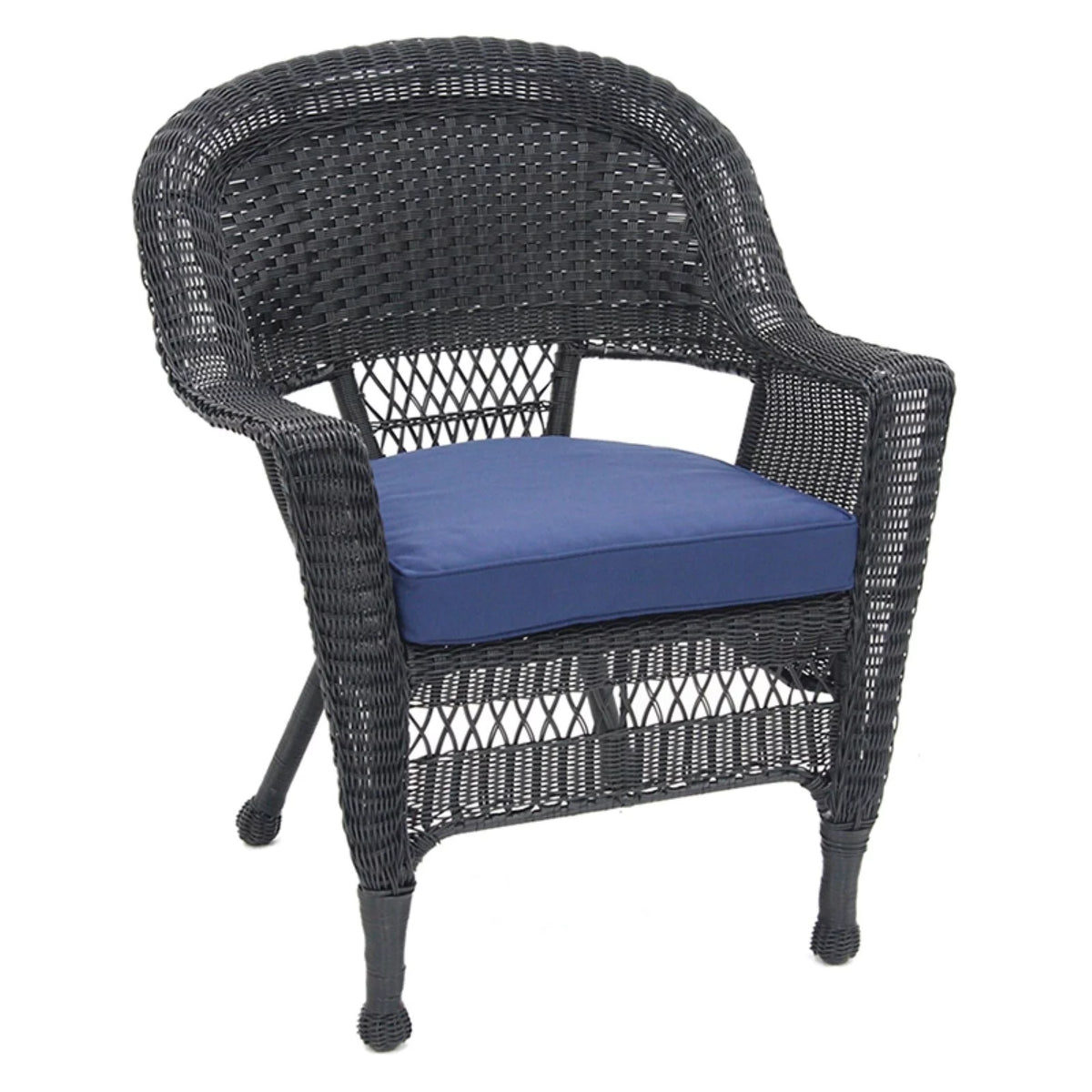 White Wicker Chair with Tan Cushion O793