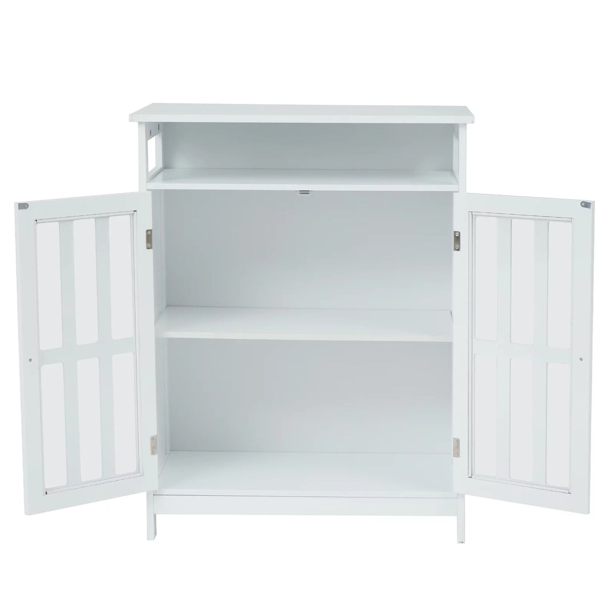 White Wooden Sideboard Cabinet with Open Shelf K10536