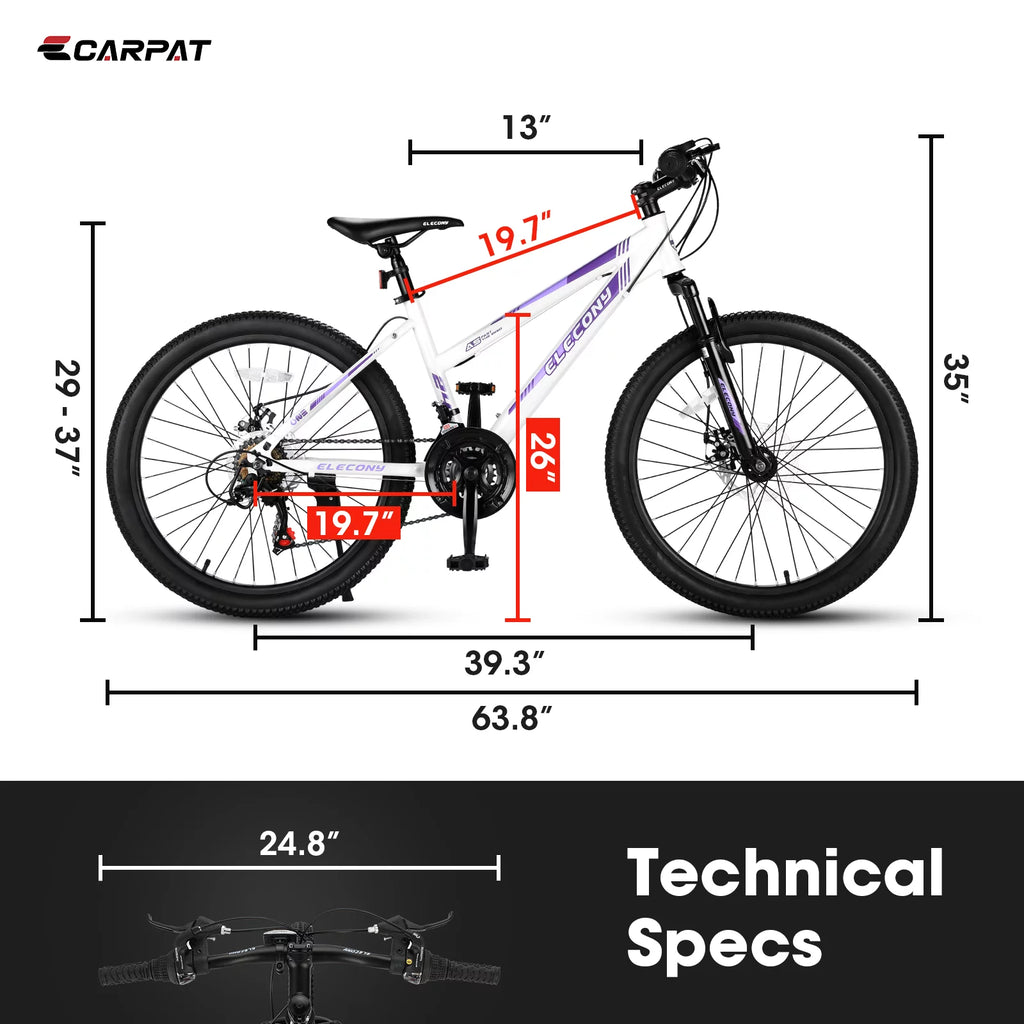 24 inch Kids Mountain Bike with Disc Brakes & 21 Speed U600993