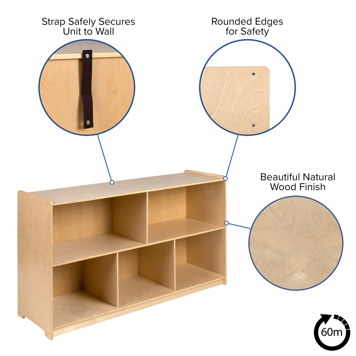 Wooden 5 Section Storage Cabinet H290
