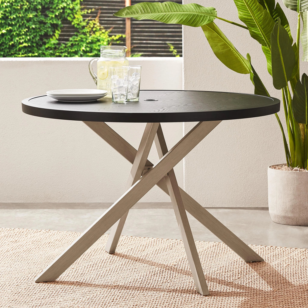 Black 5-Piece Wicker Outdoor Dining Set Y435