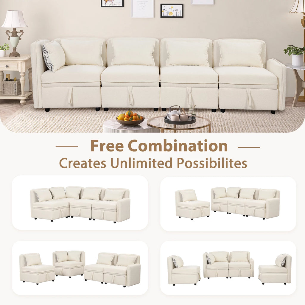 Oversized Chenille Sectional Sofa with Storage U30352