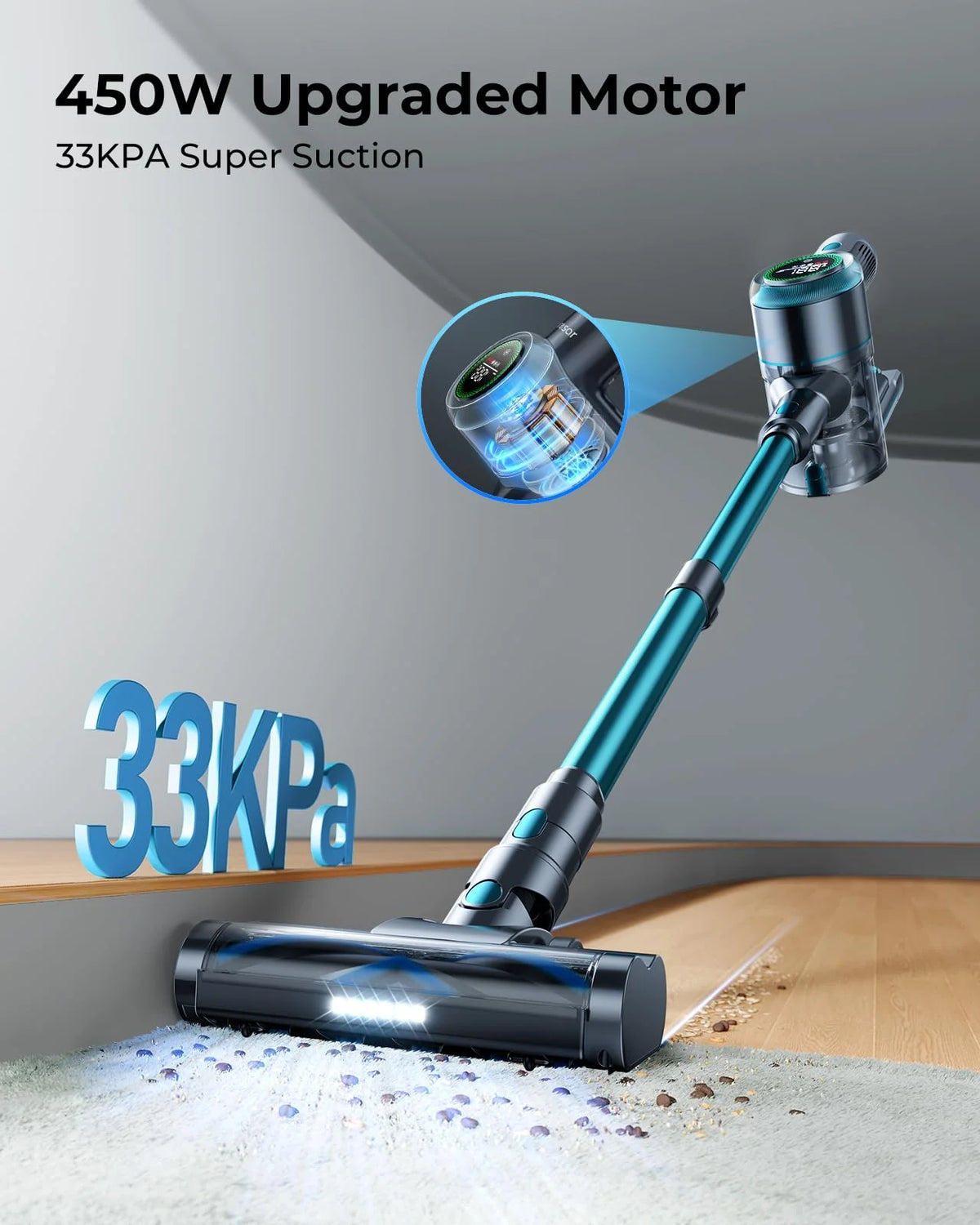 Cordless Stick Vacuum Cleaner 60Mins 450W 33KPa Lightweight C7318