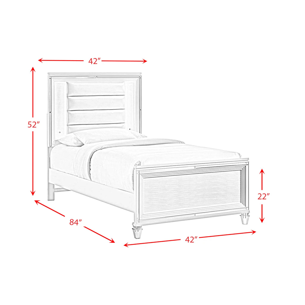 White Twin Platform 5PC Bedroom Set U297565