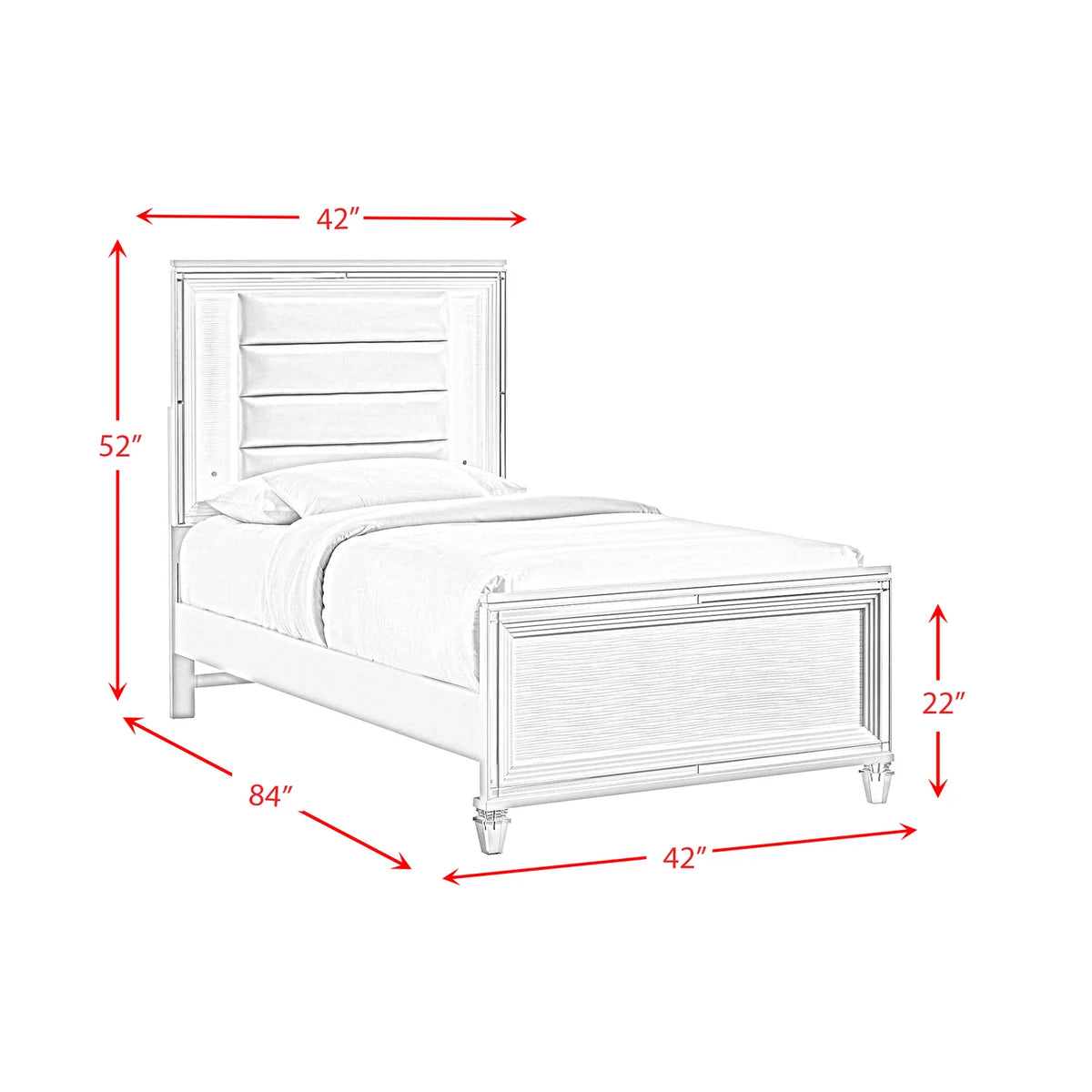 White Twin Platform 5PC Bedroom Set U297565