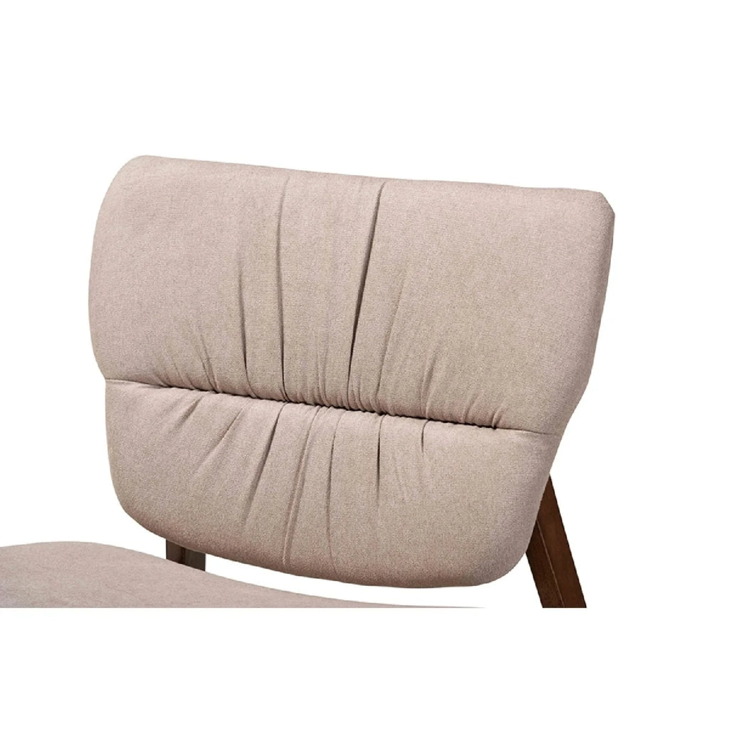 Beige Fabric Upholstered Walnut Brown Wood Accent Chair Y36308