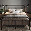 Full Size Black Metal Platform Bed Frame with Headboard and Footboard S84251