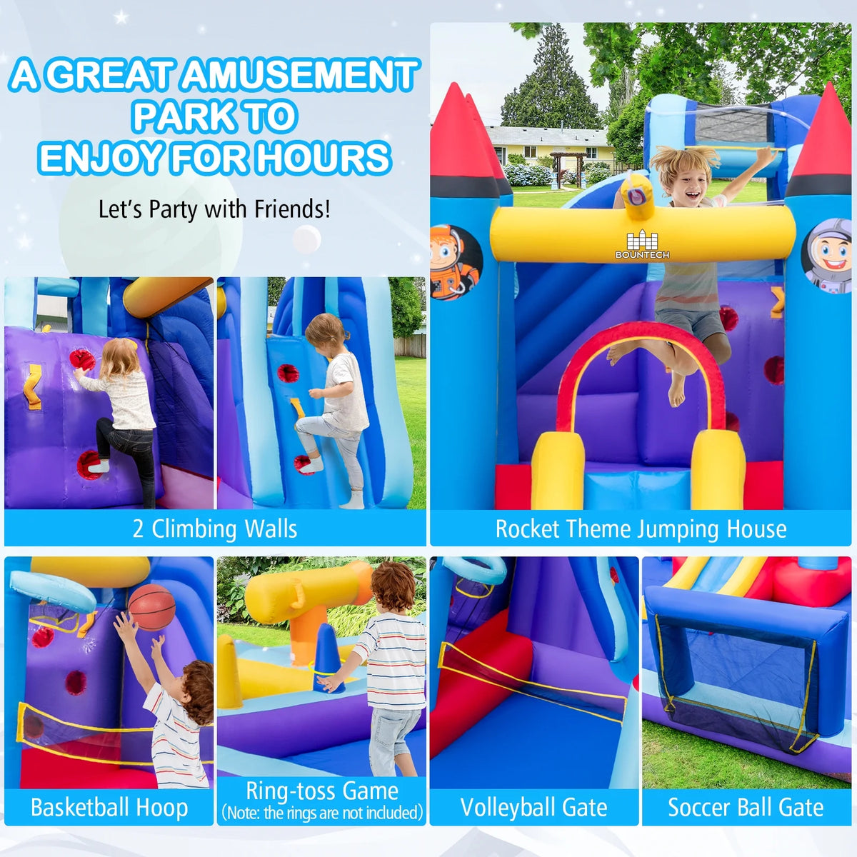 Inflatable Water Slide Park with 950W Blower N783083