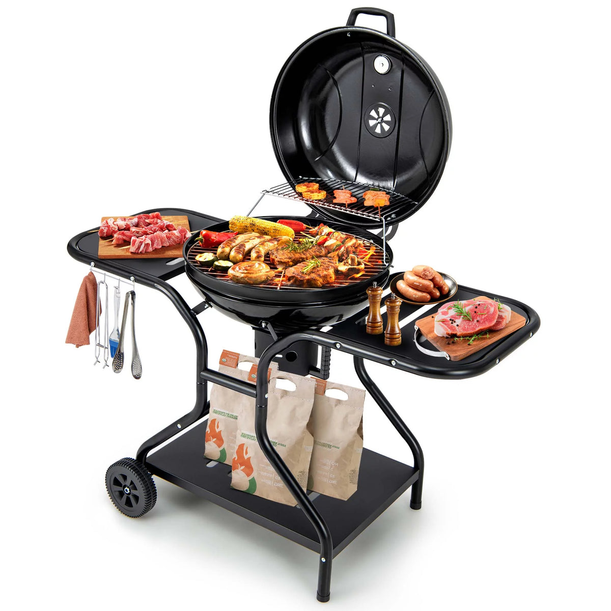 22 inch Charcoal BBQ Grill with Thermometer C6187