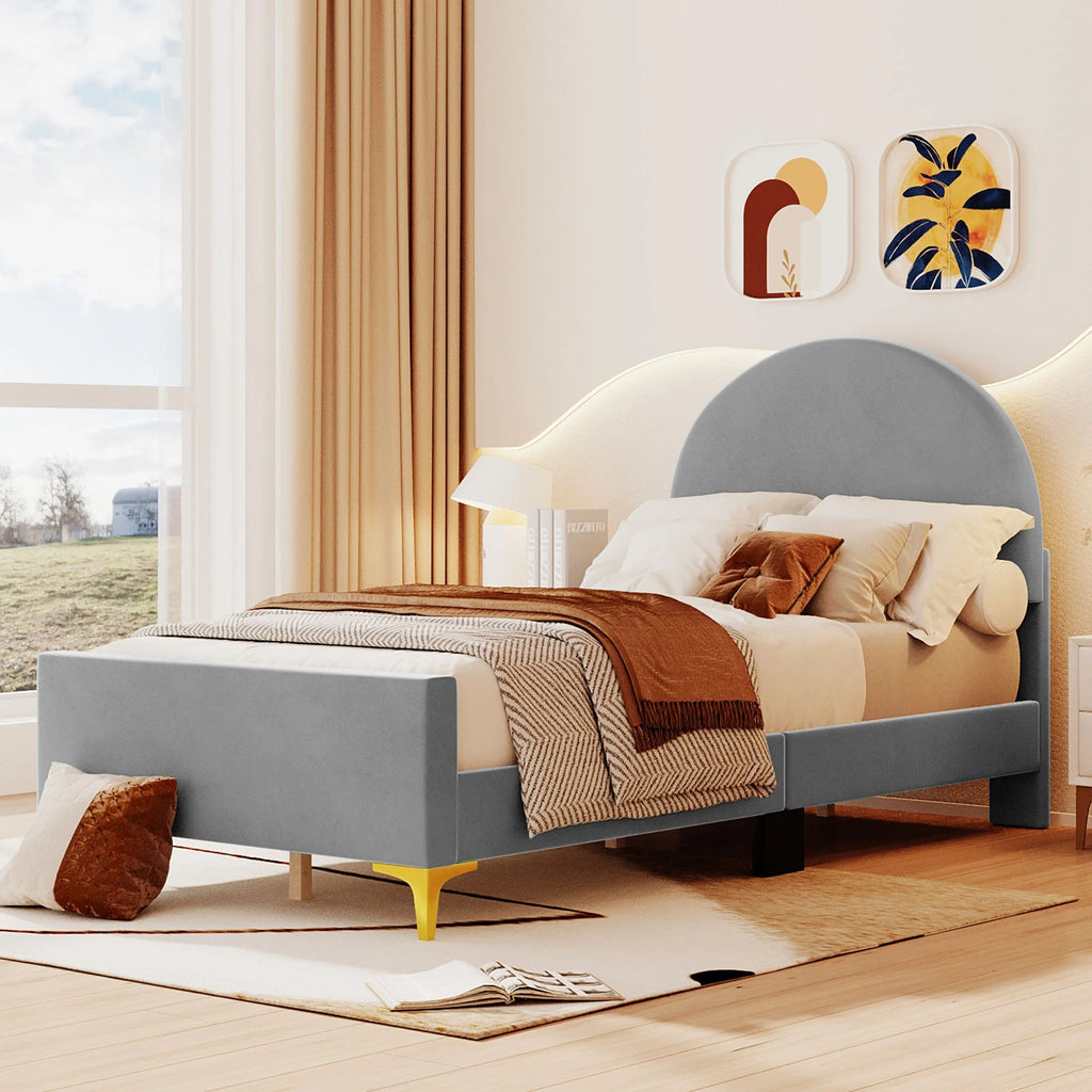 Twin Size Velvet Platform Bed Z90633