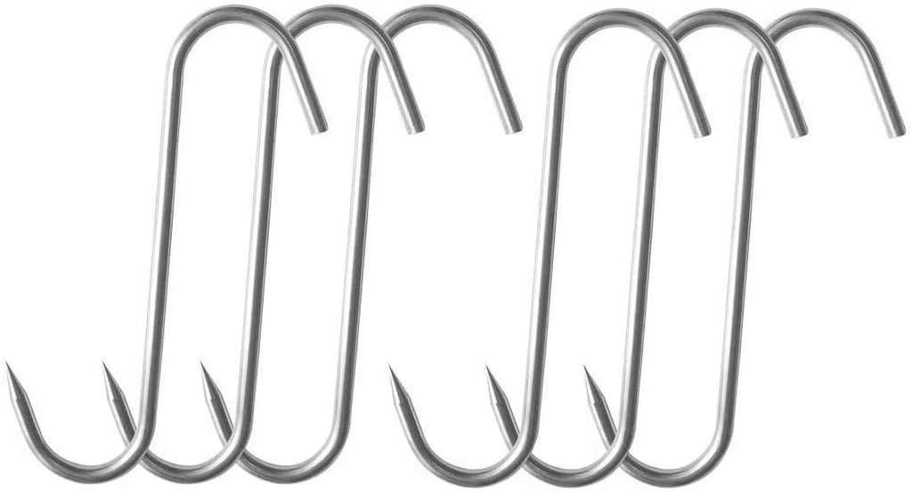 7.5" Stainless Steel S-Hook Meat Hooks 6 Pack C1880