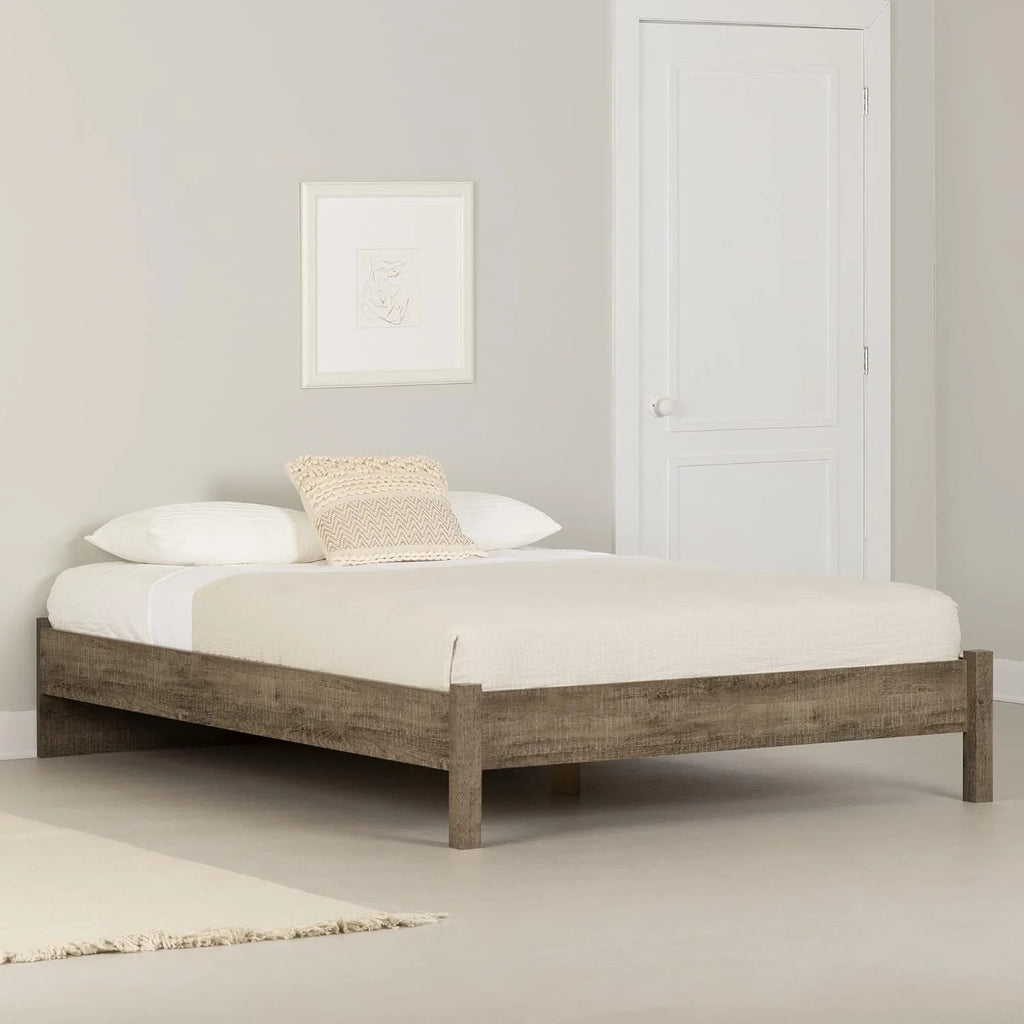 Queen Weathered Oak Platform Bed J7827