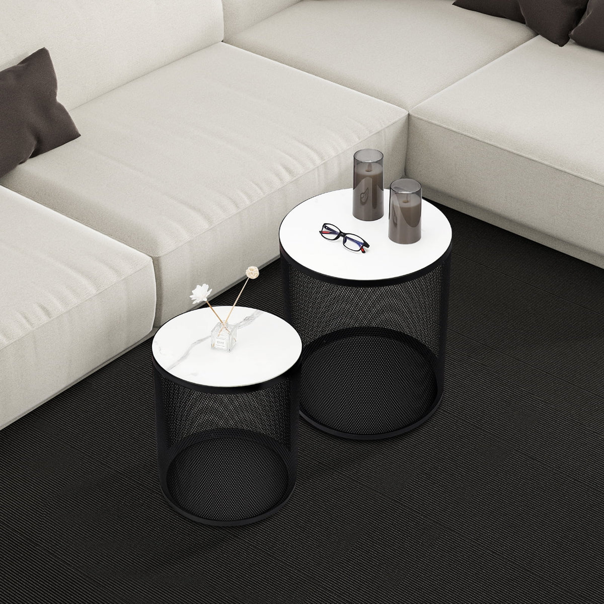 Black Metal Nesting Table Set of 2 N80083