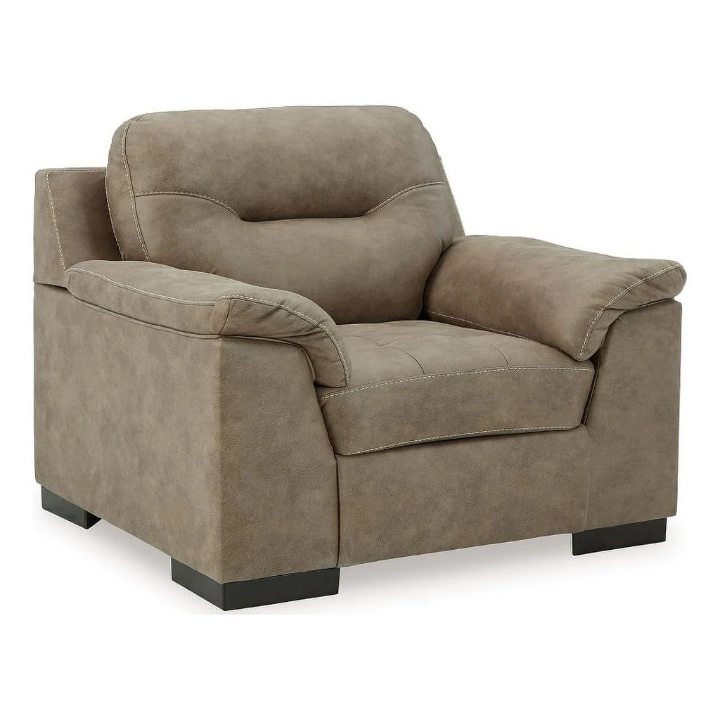 Light Brown Faux Leather Wood Chair B818641