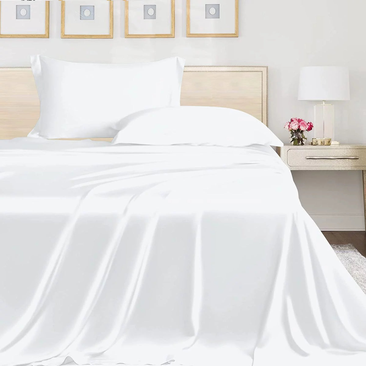 100% Organic Bamboo Silk White King Flat Sheet Pack of 2 R5937