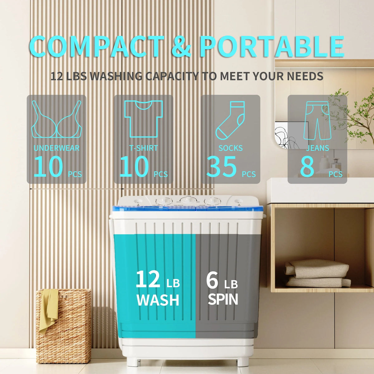 2.33 cu.ft. Twin Tub Portable Washer & Dryer Combo U510719
