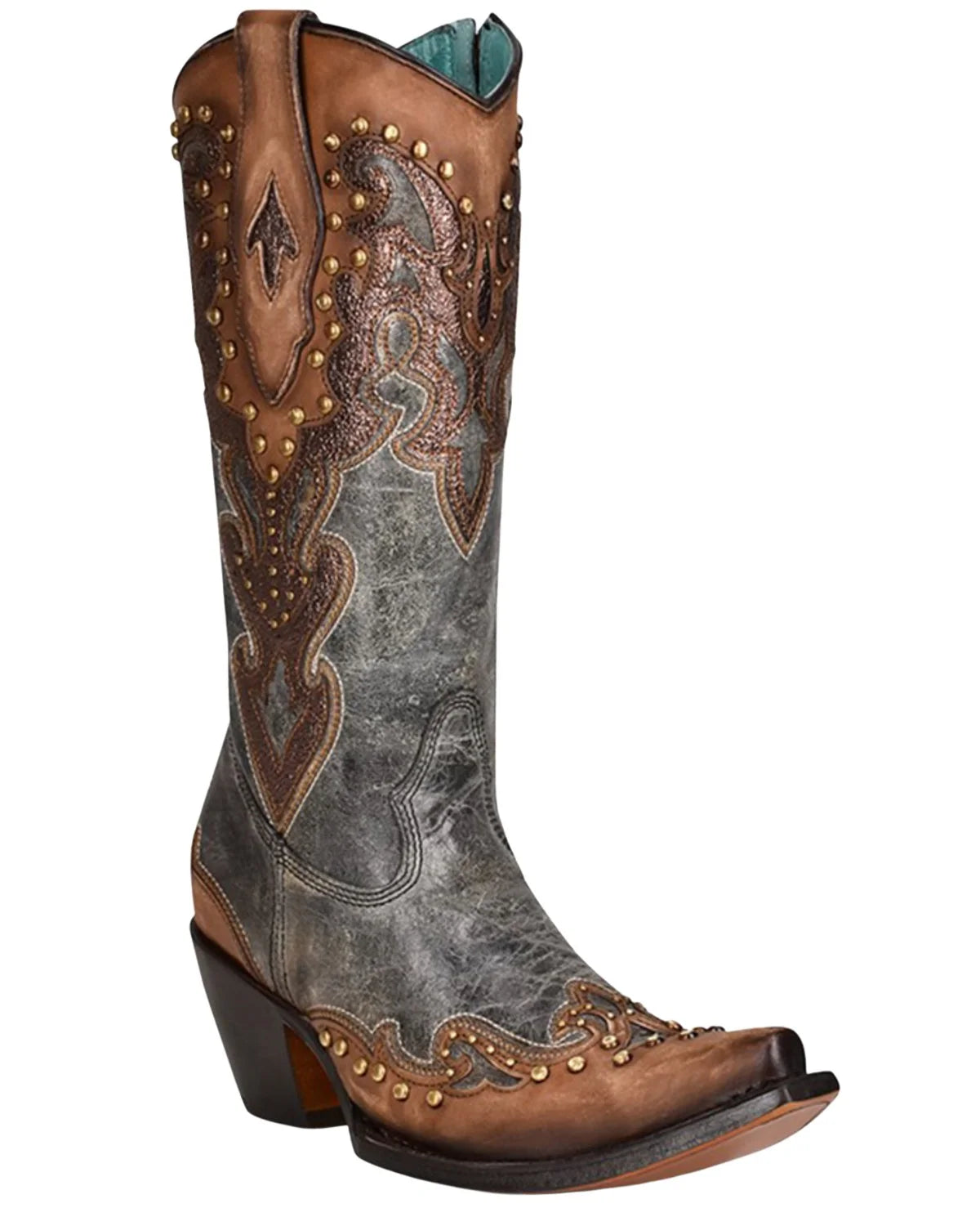 Almond Laser Embroidery Zip Up Boots Y37632