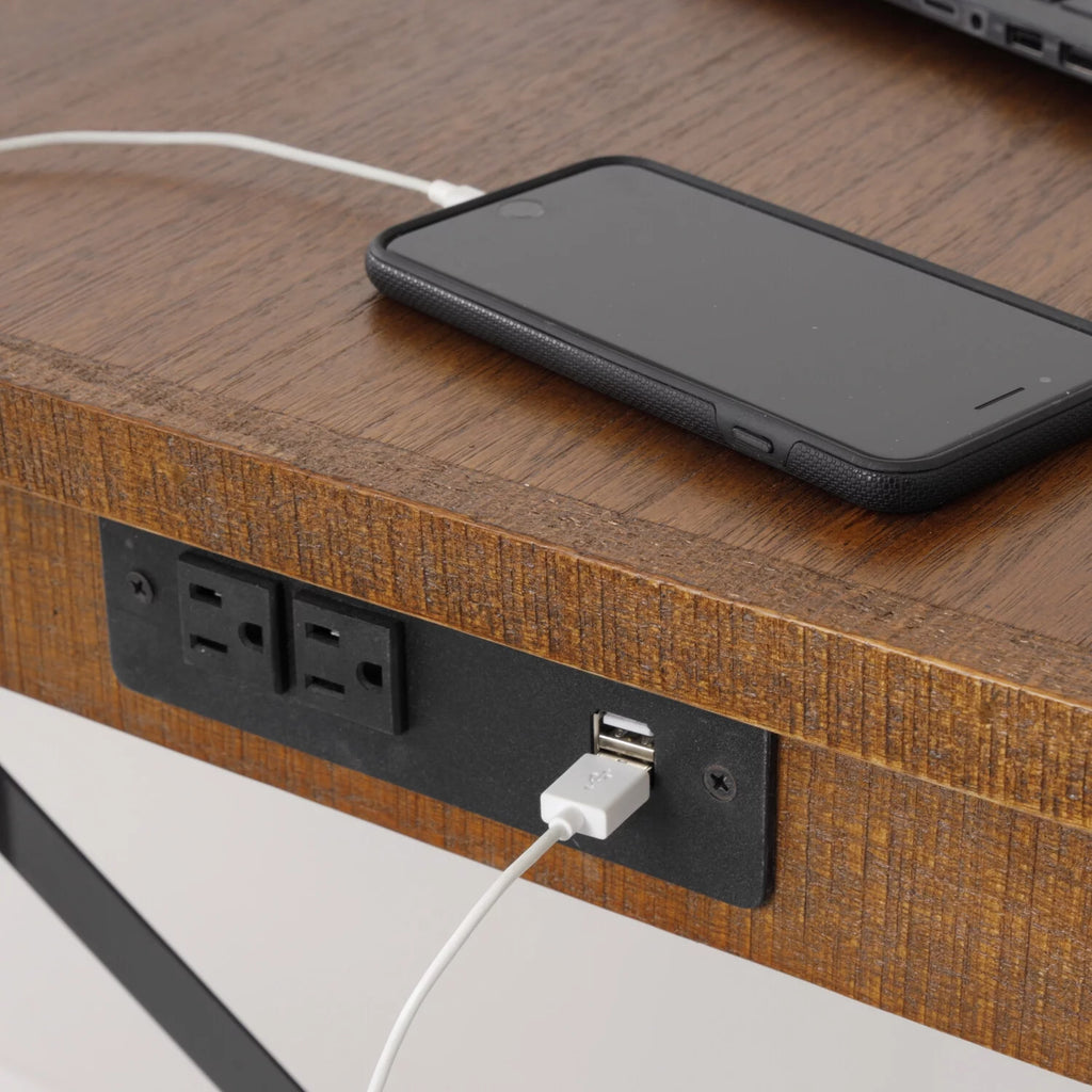 30 x 47.5 x 47.5 in Desk with USB Ports, File Cabinet and Machine Stand B28096