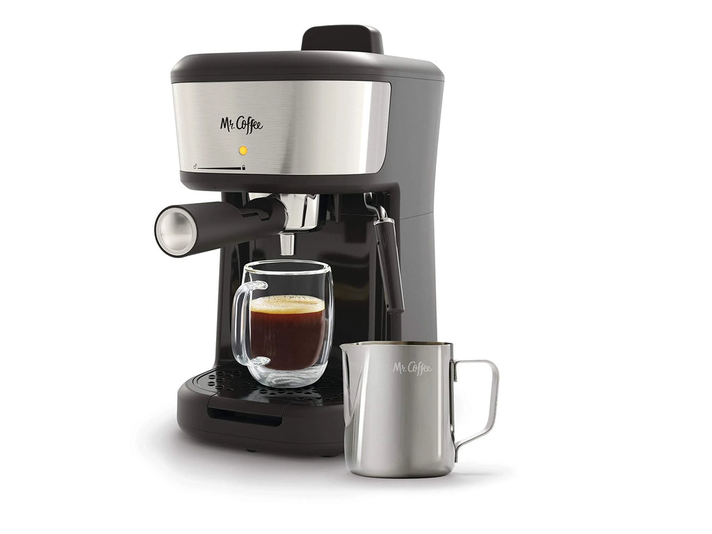 Single Serve Espresso and Cappuccino Machine with Milk Frothing Pitcher, 20 oz, Stainless Steel, Black V3407