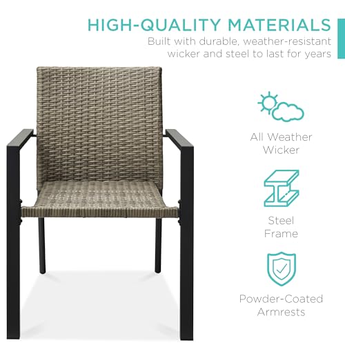 Set of 2 Stackable Outdoor Wicker Dining Chairs Black F8987