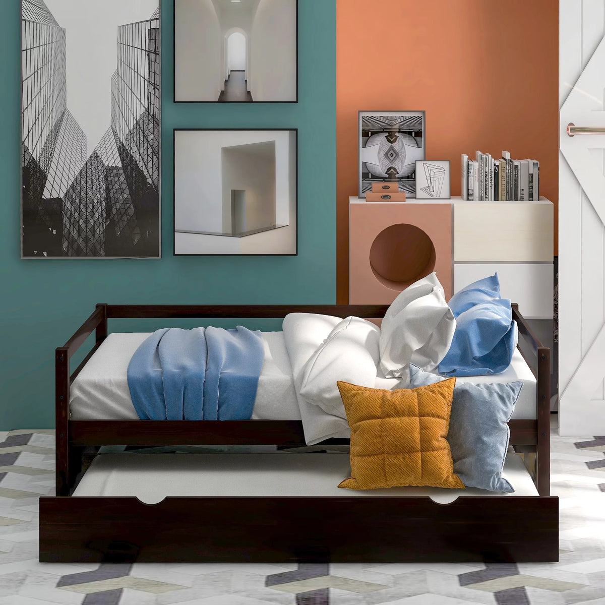 Twin Size Espresso Daybed with Trundle L3299
