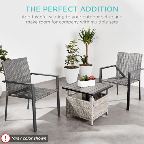 Set of 2 Stackable Outdoor Wicker Dining Chairs Black F8987