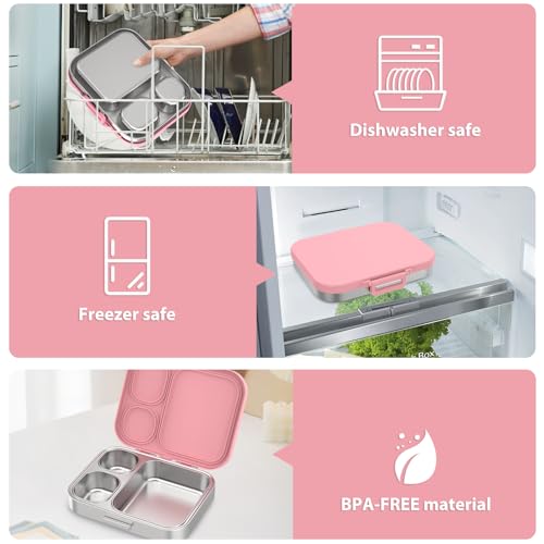 Stainless Steel 3-Compartment Leakproof Lunch Box W80493