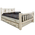Natural Pine Wood Twin Storage Bed J12954