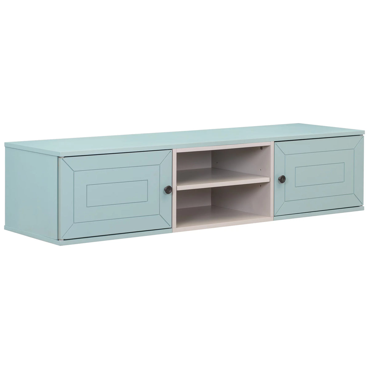 Beige Floating Wall Mounted TV Stand with Storage Cabinets T62758