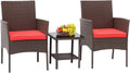 Brown Wicker 2 Rattan Chairs and Glass Coffee Table Bistro Set T46801