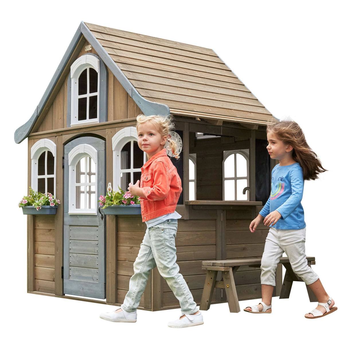 Wooden Outdoor Playhouse with Kitchen Y9765