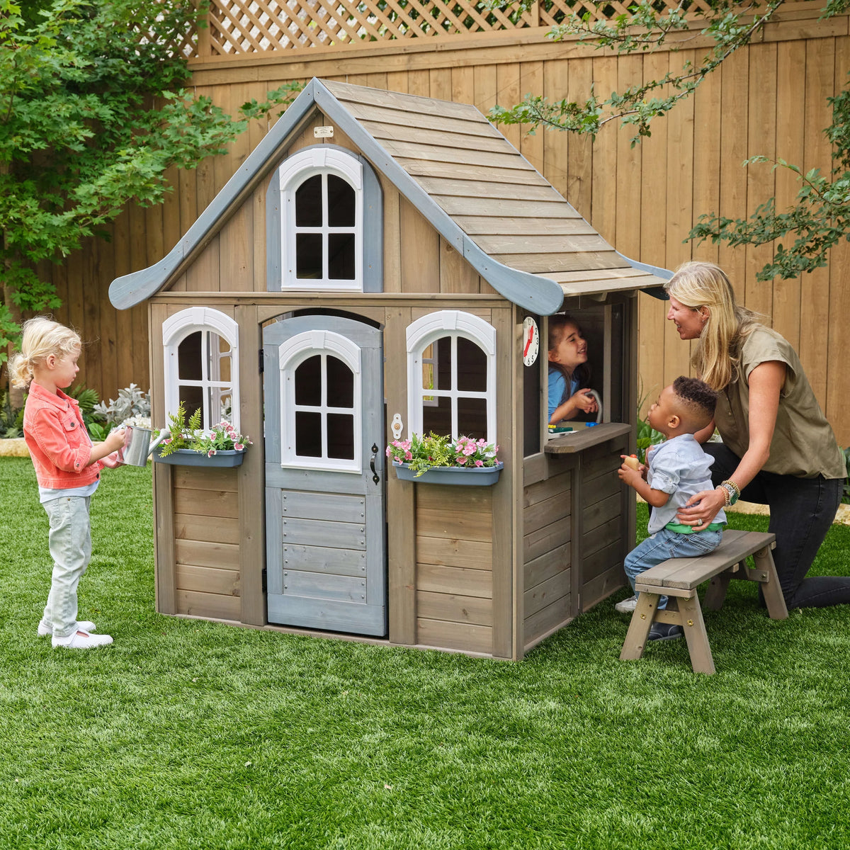 Wooden Outdoor Playhouse with Kitchen Y9765
