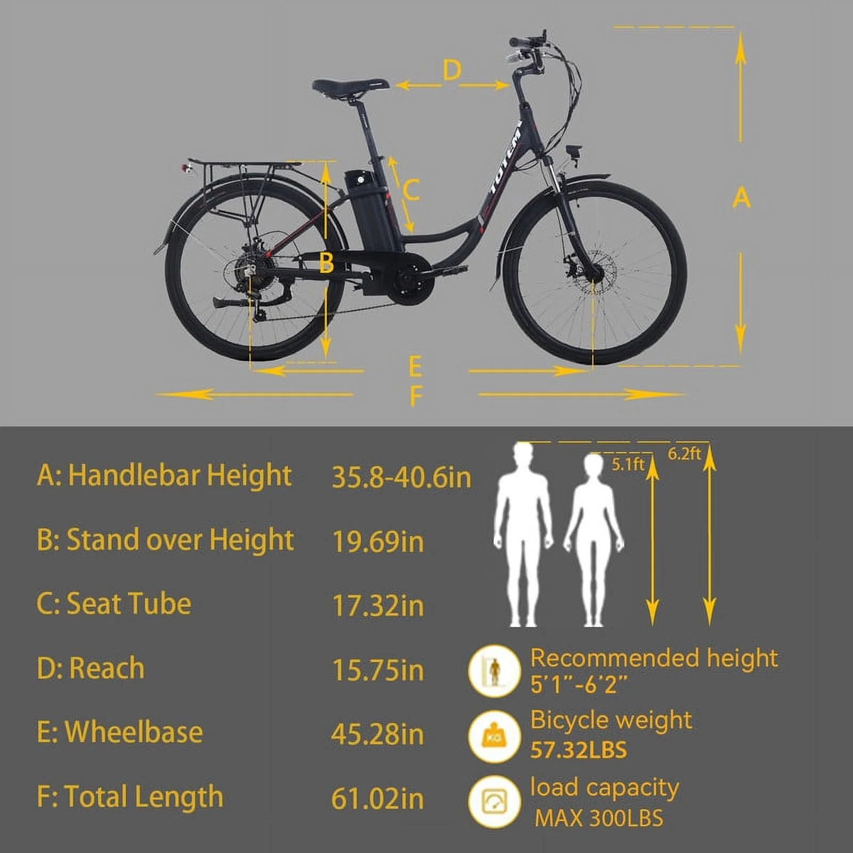 White 26” 350W Electric Bike with Removable Battery S8066
