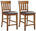 Set of 2 Medium Brown Upholstered Barstool F705