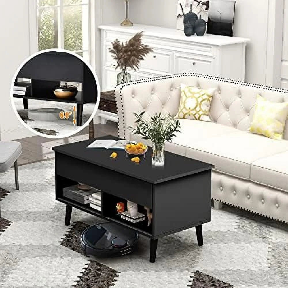 Lift Top Coffee Table with Hidden Compartment and 2 Open Shelves B682033