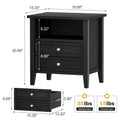 Black Nightstand with Drawer and Open Storage Shelf Q89303