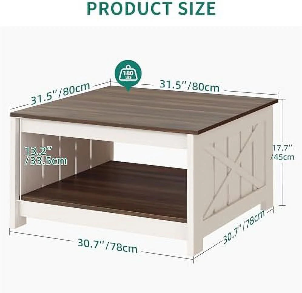 Wood Coffee Table with Half Open Compartment W3976