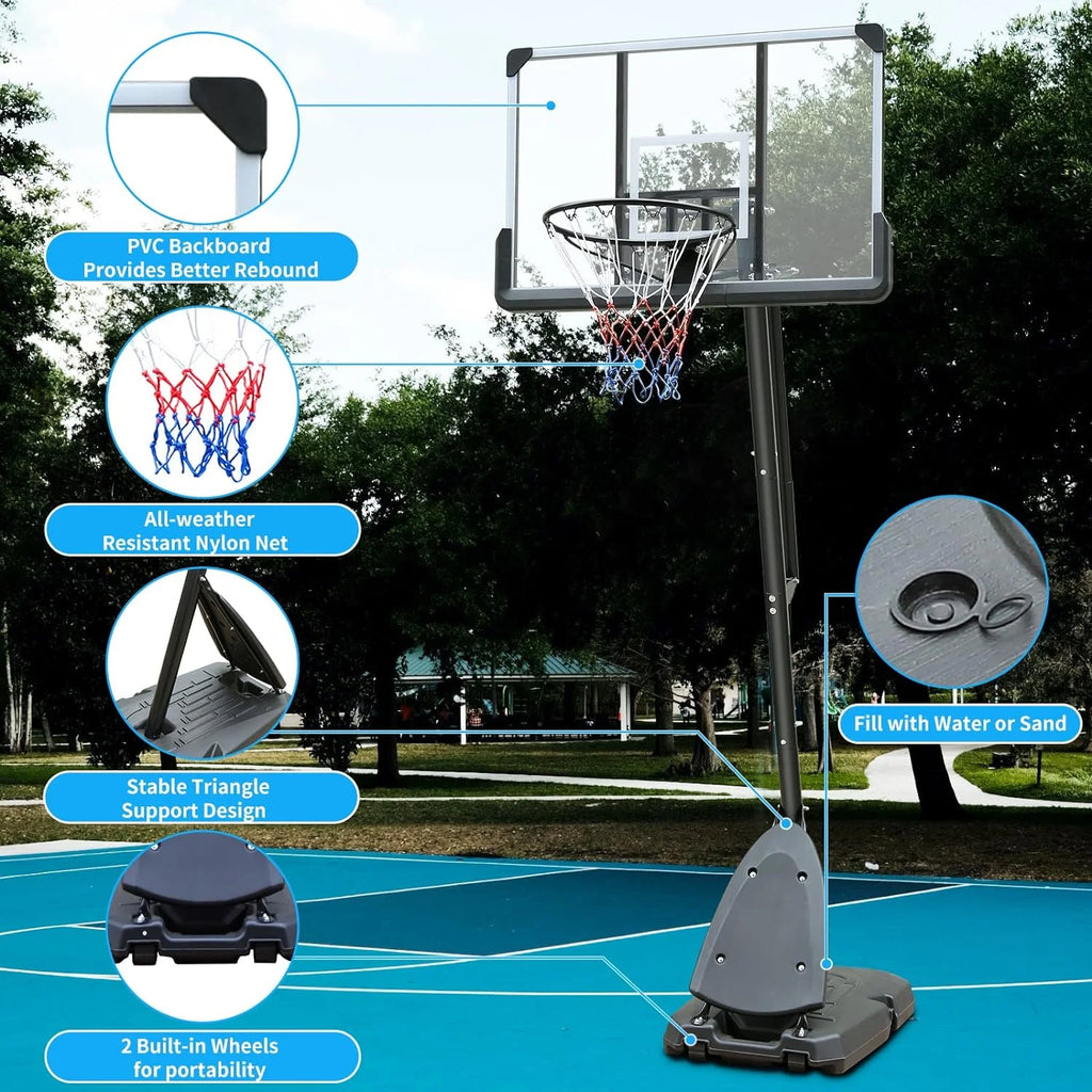 44" Portable Adjustable Basketball Hoop System with Wheels J607